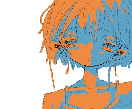 退廃的ポップな世界観のニ色塗り。一枚絵を制作します きっと伝わる温度がある。唯一無二の表現で世界観を構築します。 イメージ2