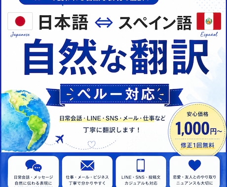 日本語⇔ペルーのスペイン語翻訳します ペルーで使われる自然な表現で翻訳 イメージ1