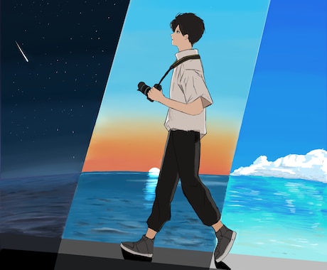 自然と人物を組み合わせたイラストを作成します 自然と人物を組み合わせた「エモい」イラストをアイコンに イメージ1