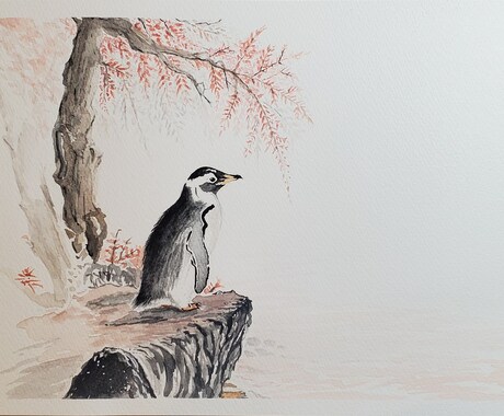 主にペンギンを描いてます 透明水彩を使用してペンギンの絵を描きます。 イメージ2