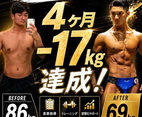 歴10年トレーナーが3週間ダイエット指導します 【3名限定】4ヶ月で-17kgの実績！必ず痩せます イメージ1