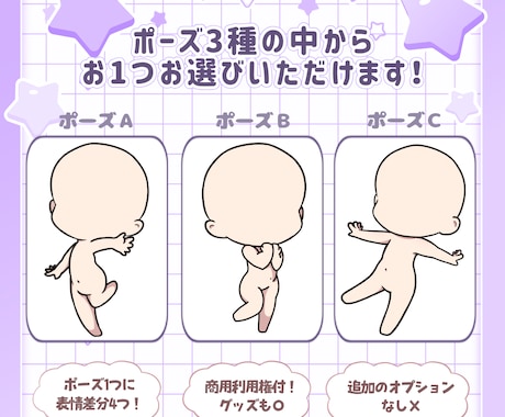 好評だったＳＤイラスト企画の依頼制作をいたします 2000円でポーズ1種×表情4種！実質4枚のＳＤイラストが✨ イメージ2