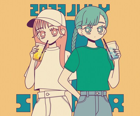 レトロ調も◎おめめパチパチイラスト描きます オシャなイラストを様々な用途に！ イメージ1