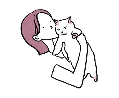 ペットと2ショットイラスト描いてます シンプルだけど温かみのあるイラストです イメージ2
