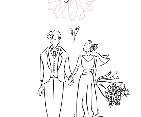 結婚式を彩るシンプル線画イラストをお描きします イメージ1