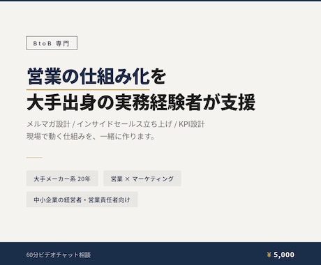 BtoB営業の仕組み化を大手出身者が支援します メーカー系企業20年の営業・マーケ実務経験で伴走 イメージ2