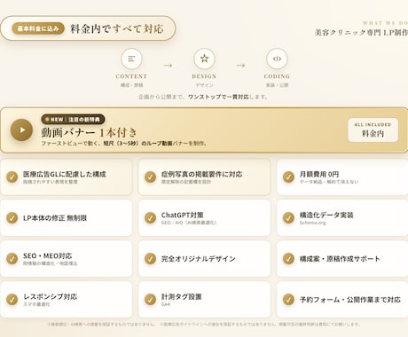 美容クリニック｜医療広告GL配慮の集患LP作ります 医療広告GLに配慮｜月額0円・動画バナー付・最短5日納品 イメージ2