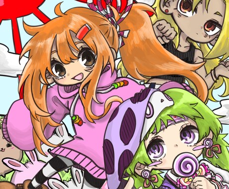 可愛い系のイラスト作成致します 観賞用、アイコン、ヘッダー、一枚絵等々　商用ok イメージ2