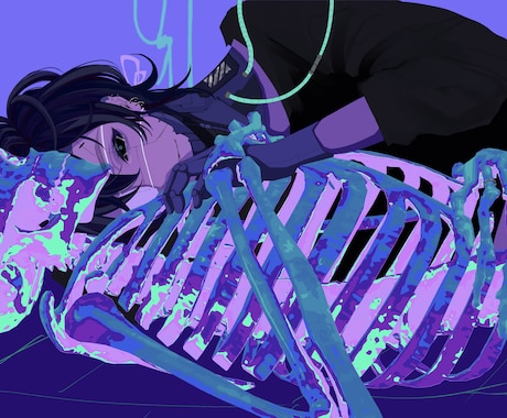 パキッと鮮やかでダークなイラスト描きます サムネイル・アイコン・一枚絵など イメージ1