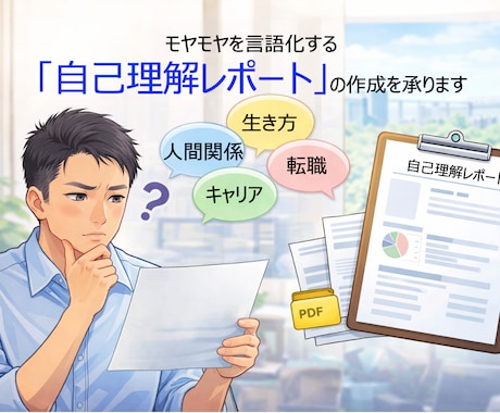 仕事や人間関係のモヤモヤを自己理解レポートにします 通話不要／顔出し不要で自己理解レポート(pdf)をお届け イメージ1