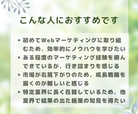 Webマーケの戦略・戦術の全般アドバイスします SEO、Listing広告など幅広く効果改善策を提案します イメージ2