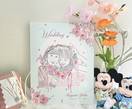 似顔絵ウェルカムボードお書きします ウェルカムボード、招待状、thank youカードなど♪ イメージ2