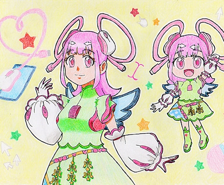 色鉛筆で可愛らしい擬人化の女の子描きます SNSアイコン・ヘッダー・アクキー・アクスタなどに✨ イメージ1