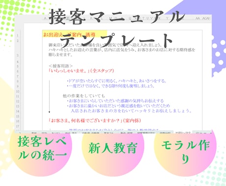 飲食店マニュアルテンプレート【3種】を販売します 時間のない経営者様、店長様向け！エクセルで修正カンタン！ イメージ2