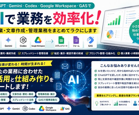 AIとCodexで業務効率化の仕組みを作ります ChatGPT・GAS・GWSで業務を効率化します イメージ1