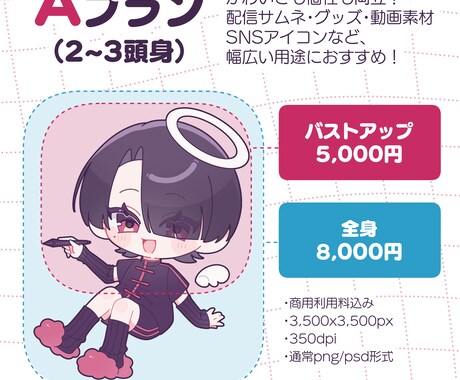 商用利用料込み！可愛いミニキャライラスト制作します 豊富な表情差分とまばたきGIFなど、グッズにもオススメ！ イメージ2