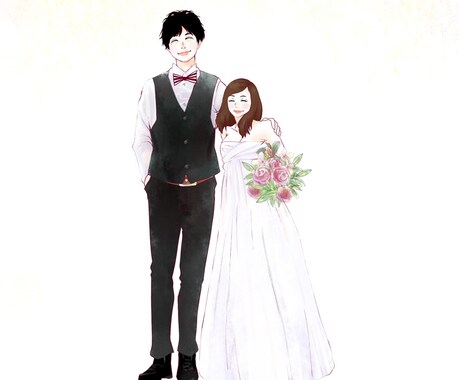 イラスト【結婚式】【記念日】可愛い似顔絵描きます あなたの大切な日、思いを似顔絵にします。