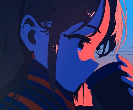 独特なアニメ風タッチで、イラスト/アイコン制作ます 青/赤の色彩とこだわりのキャラデザで描く、Lo-Fiイラスト イメージ1