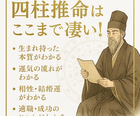 四柱推命で導くあなたの運命の地図を作成します 迷いを晴らす“あなただけ”の鑑定 イメージ2