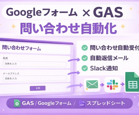 Googleフォーム+GASで業務自動化します フォーム・スプレッドシート・Slack連携対応 イメージ1