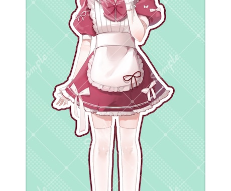 完成品セーラーメイド服の女の子の立ち絵を販売します 表情差分22種！リボンモチーフのピンクの女の子です イメージ2