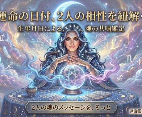 生年月日から魂の宿命を紐解く天使の鑑定をいたします 二人が出会った意味を知り、光の未来へ導きます。 イメージ1