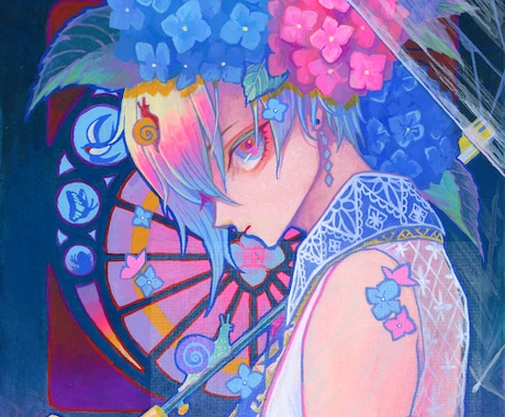 サムネイルや歌ってみたに使える1枚絵を制作します 目を惹く色使いで印象に残るイラストを！ イメージ2