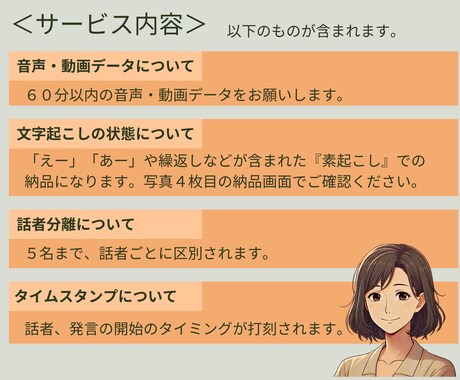 60分まで1500円！AIで文字起こしします 話者分離・打刻も対応！簡単依頼で素早く文字データ化します イメージ2