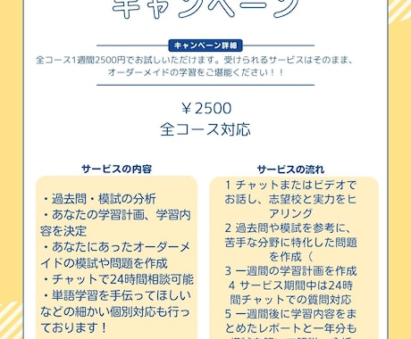 完全オーダーメイド学習を一週間お試しできます 完全オーダーメイド学習一週間お試しコース イメージ1