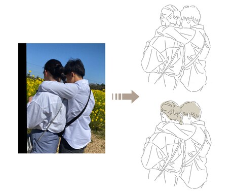 お写真からシンプルな線画イラストをお作りします おひとりの写真から大人数の写真まで◎ イメージ1