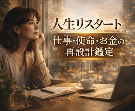 人生リスタート、仕事・使命・お金の再設計鑑定します 人生を再構築して、第二の人生を歩みたい人へ イメージ1