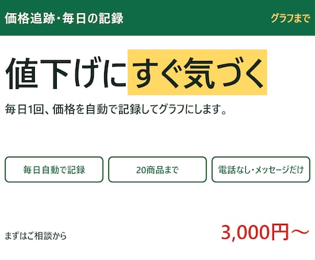 商品の価格を毎日自動で記録します イメージ1
