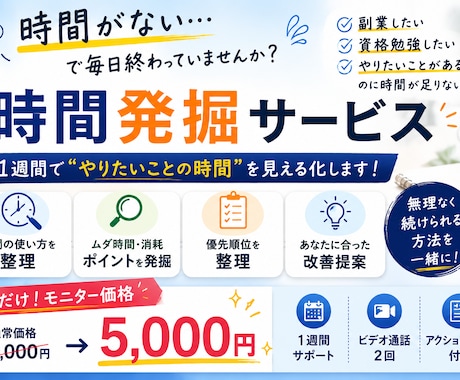 副業や勉強するための時間を発掘します 「本当に大切なこと」に時間を使える毎日へ。 イメージ1