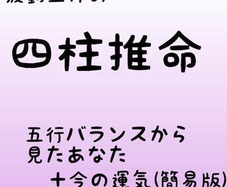 陰陽五行から強み·弱み·運気·開運行動を示します 五行バランスはじめ各内容を記載した鑑定書を送付します イメージ1