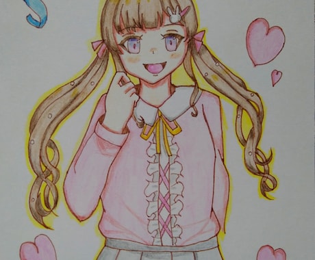 可愛らしい女の子をアナログイラストで描きます ポストカードで描かせていただきます イメージ1