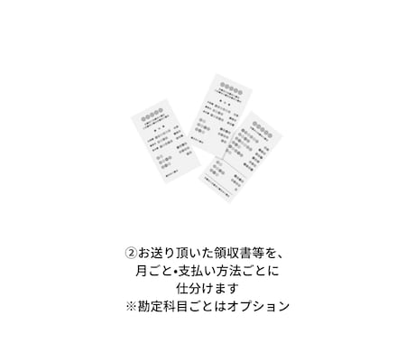 面倒な領収書、レシート仕分けます 一括にまとめてただ送ればOK！ イメージ2