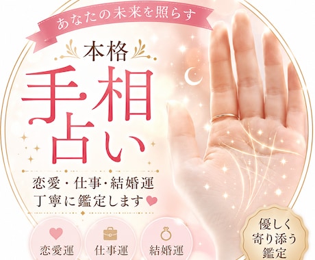 手相鑑定　恋愛・仕事・結婚運を丁寧に占います 手のひらに刻まれたあなたらしい人生のヒントをお伝えします。 イメージ1