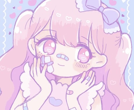 パステルカラーのかわいいSNSアイコン制作します 似顔絵風も歓迎！ふわふわ柔らかいタッチでお描きします イメージ1