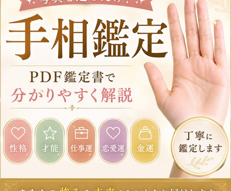 画像付きであなたの手相を丁寧に鑑定いたします 鑑定結果はPDFデータでお渡しいたします イメージ1