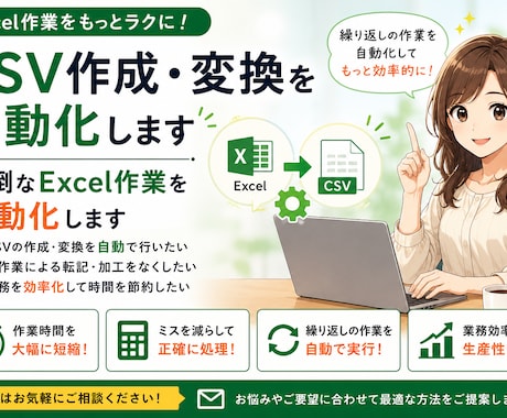 面倒なExcel作業を自動化します VBA・CSV・転記作業・集計など幅広く対応します イメージ1