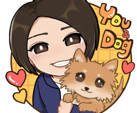 あなたとペットとの似顔絵お描きします 大切なペットや大好きな動物との2ショットをイラスト化します！ イメージ1