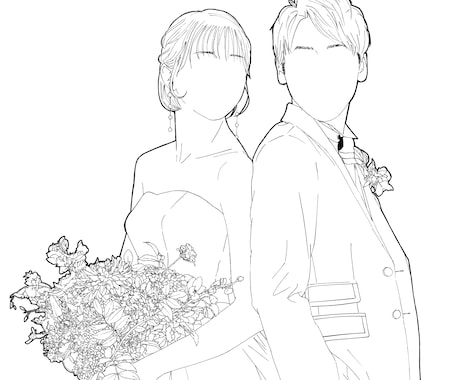 写真を元に線画イラスト化します 目や鼻を省略しリアルではありつつ綺麗めなイラストを作成します イメージ1