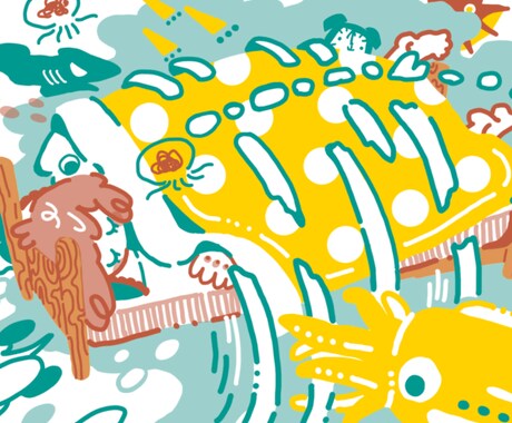 ポップなイラスト制作します リソグラフみたいなタッチ、色味 イメージ2
