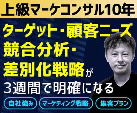 上級コンサルのプロ★がマーケティング戦略策定します 競合顧客分析＋ポジション整理＋コンセプト設計で価値創出！集客 イメージ1