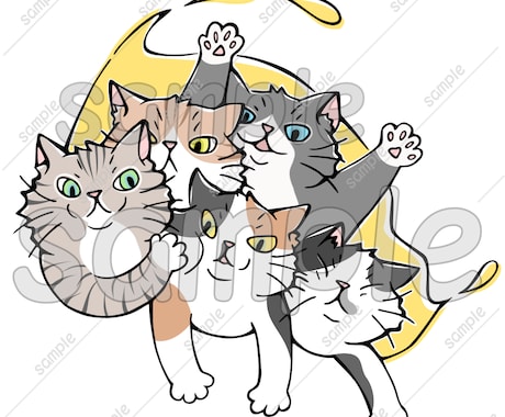 商用利用OK！猫の手書きイラスト販売しています SNS、パンフレットやチラシ、POP、名刺、印刷の素材に★A イメージ2