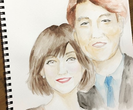 結婚式や歓送迎会に使える!水彩画の似顔絵を描きます ウェルカムボードや色紙、お祝いの場で使えます! イメージ2