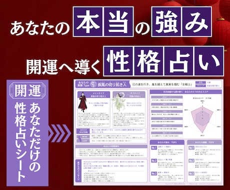 あなたの本当の強みは？開運へ導く真の性格占います 運命が示す【本当の性格と強み】を知り開運を導く！紫微斗数占い イメージ1