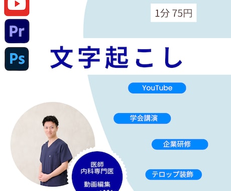 動画や音声の文字起こしを行います 1分75円の最安値で即日対応！ イメージ1
