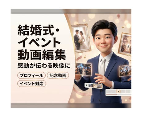 プロの構成力で感動！結婚式やイベント動画を作ります オープニングからプロフィール動画まで、記憶に残る映像を イメージ1