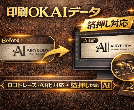 ロゴトレース・AIデータ化だけはトラブルが起きます トラブル防止　ロゴを高品質な印刷データへ｜箔押し・シルク対応 イメージ1